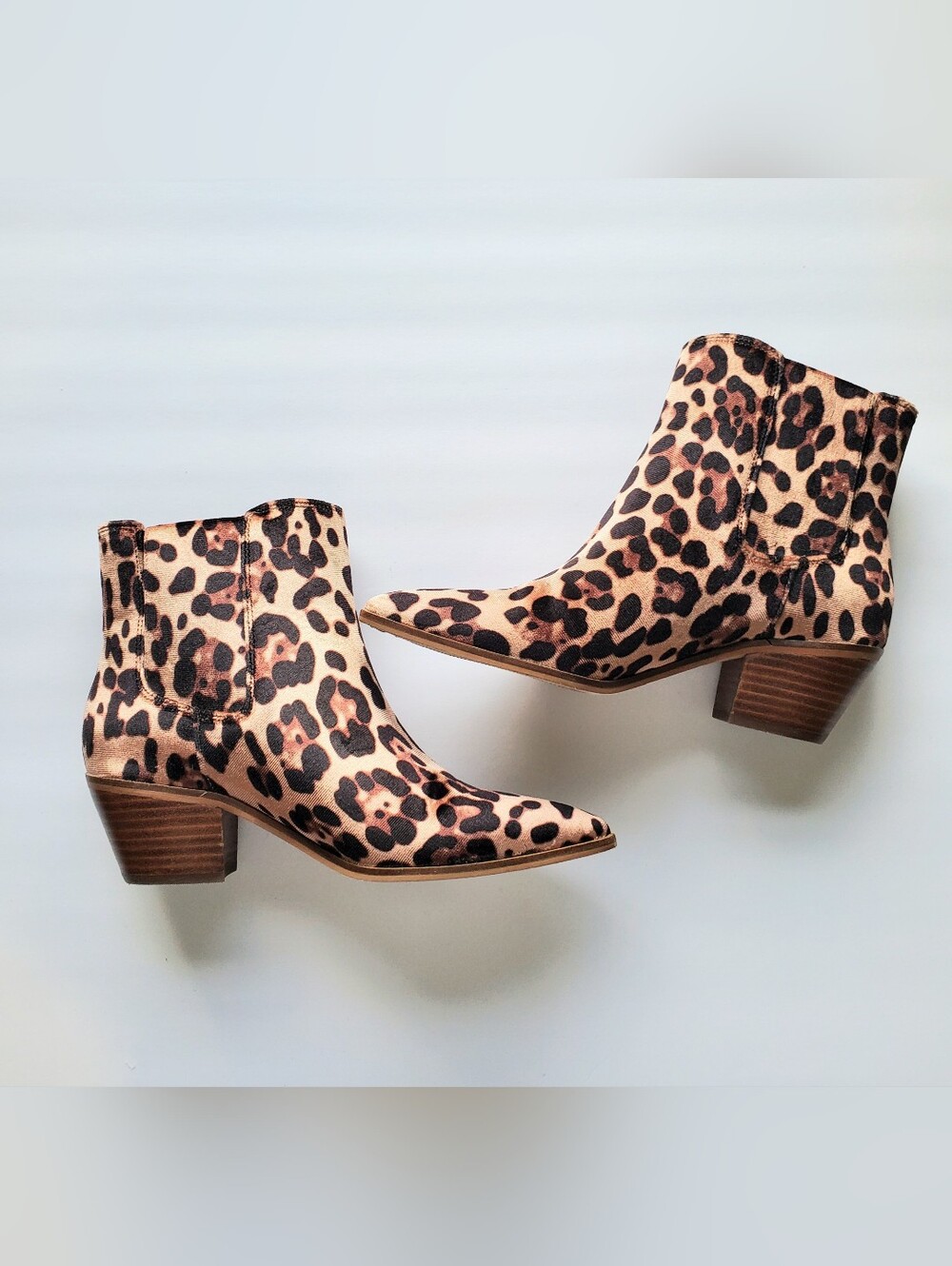 Sole Society Leopard Print Ankle Boots Women Size 7 Chunky Heel Lolanna Velvet